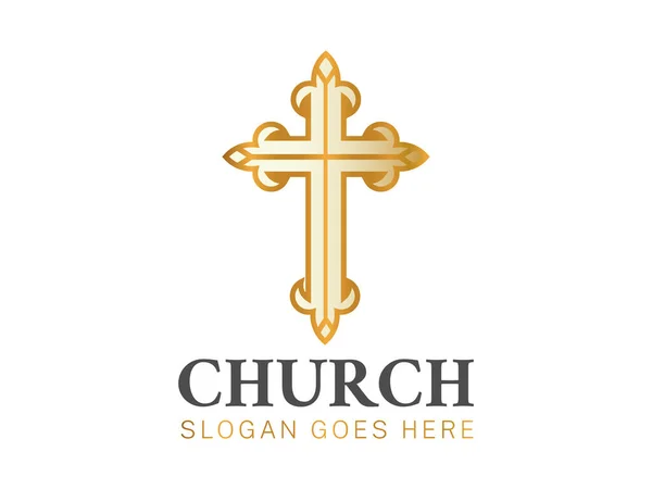 Logotipo Elegante Igreja Cristã Com Cruz —  Vetores de Stock