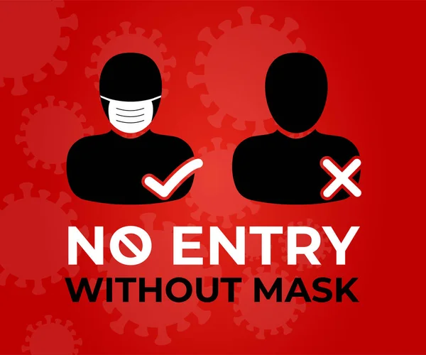 Aucune Entrée Sans Masque Covid Coronavirus Illustration — Image vectorielle