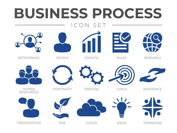 Ikona Business Process Marketing Set Dla Firmy — Wektor stockowy