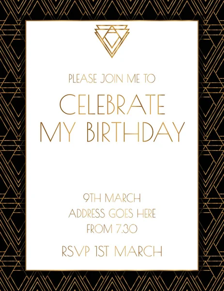 Art Deco Twenties Invitation Design — Stockvector