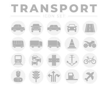 Araçlar ve Diğer Trafik Simgeleriyle Yuvarlak Ulaşım Simgesi Ayarlandı