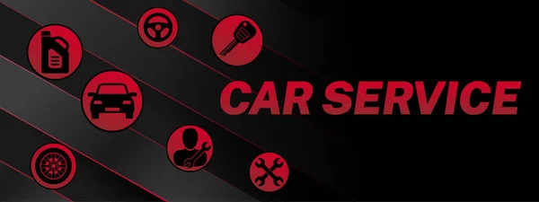 Red Black Car Service Banner Design — Vetor de Stock