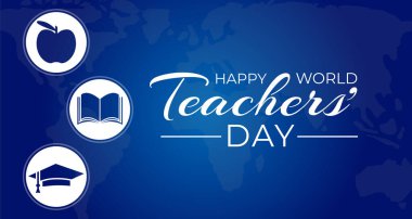 Mutlu Dünya Öğretmenler Günü Mavi Arkaplan Çizimleri
