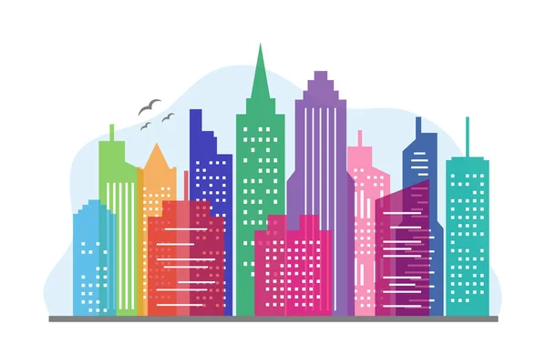 Ilustración Colorida Ciudad Paisaje Urbano — Vector de stock