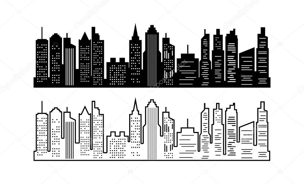 City or Cityscape Set Illustration Isolated Vector