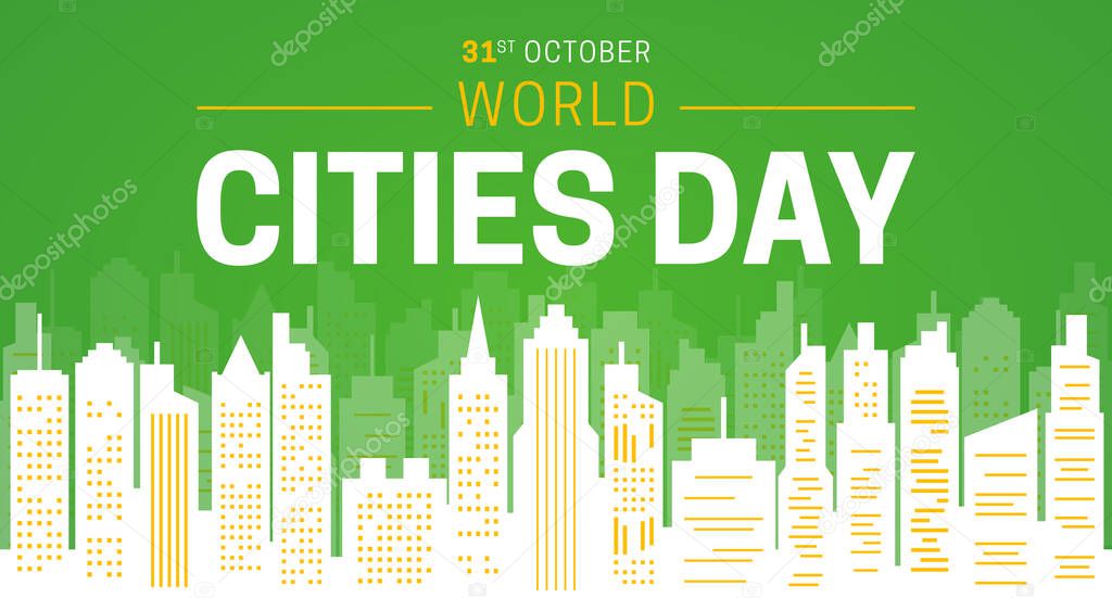 Flat Green World Cities Day Background Banner