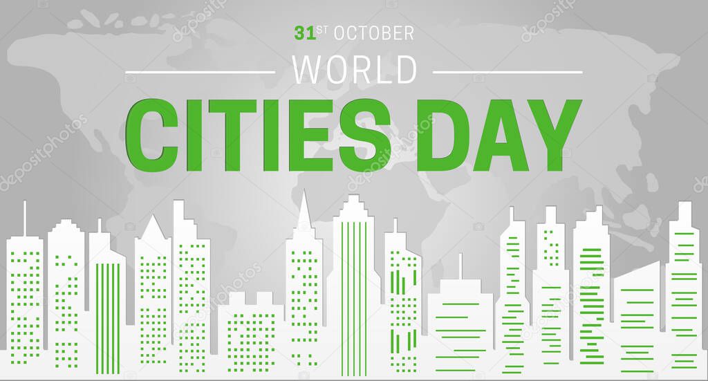 World Cities Day Modern Green Background Illustration