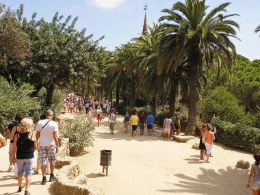 Barselona, İspanya - 14 Ağustos 2012: Barcelona, İspanya 'da Park Guell' de Agave 