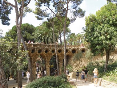 Barselona, İspanya - 14 Ağustos 2012: Barcelona, İspanya 'da Park Guell' de Agave 