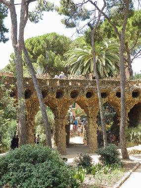Barselona, İspanya - 14 Ağustos 2012: Barcelona, İspanya 'da Park Guell' de Agave 