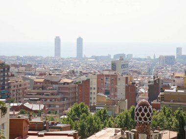 Barselona, İspanya - 14 Ağustos 2012: Barcelona City Panorama View İspanya