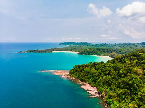 Beautiful Aerial View Beach Sea Coconut Palm Tree Paradise Island — Stock Photo, Image