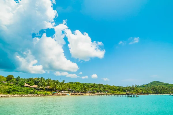 Piękna Tropikalna Plaża Morze Palmą Kokosową Rajskiej Wyspie Podróż Wakacje — Zdjęcie stockowe
