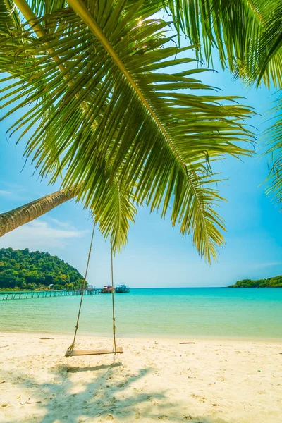 Hermosa Playa Tropical Mar Con Palmera Coco Isla Paradisíaca Para — Foto de Stock