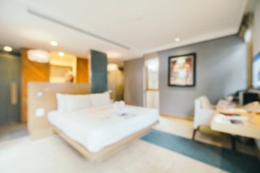 Soyut bulanıklık ve ufuk yatak odası iç otelin arka planı için