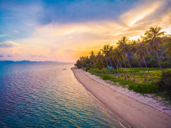 Aerial View Beautiful Tropical Beach Sea Palm Other Tree Koh — Stock Photo, Image