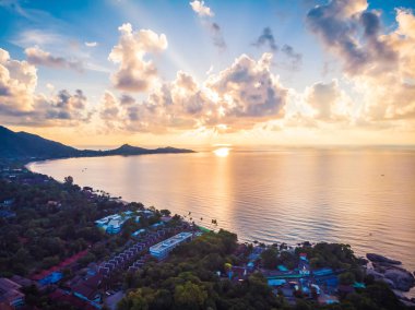 Plaj ve deniz ya da okyanus koh samui Adası Tayland seyahat ve tatil için güzel havadan görünümü