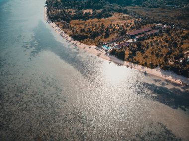 Güzel tropikal plaj ve deniz hurma ve koh samui Adası seyahat ve tatil için diğer ağacında havadan görünümü