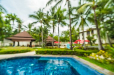 Soyut bulanıklık ve yüzme havuzu seyahat ve tatil için otel ve tatil arka planda defocused