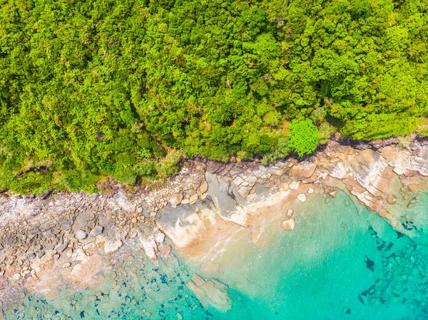 Tropisch Strand Van Prachtige Natuur Zee Met Kajak Boot Kokosnoot — Stockfoto