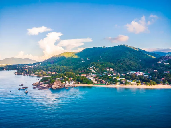 Plaj ve deniz ya da okyanus koh samui Adası Tayland seyahat ve tatil için güzel havadan görünümü