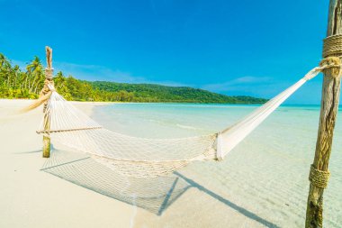 Hamak güzel doğa tropikal plaj ve deniz cocon ile