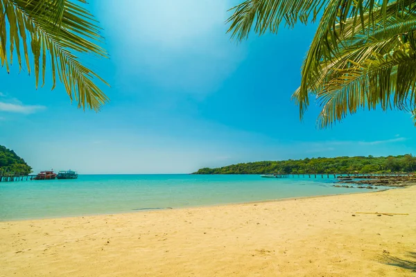 Bela Praia Tropical Mar Com Coqueiro Ilha Paradisíaca Para Viagens — Fotografia de Stock