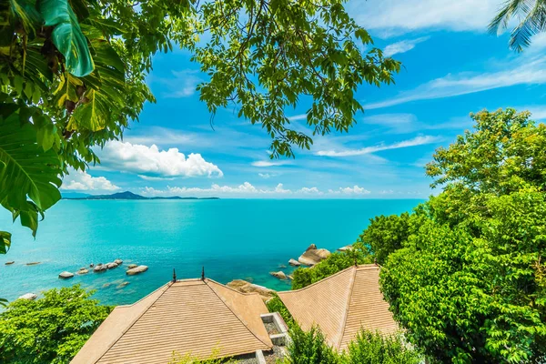 Mooie Luchtfoto Van Strand Zee Met Coconut Palm Tree Koh — Stockfoto