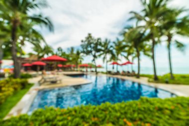 Soyut bulanıklık ve yüzme havuzu seyahat ve tatil için otel ve tatil arka planda defocused
