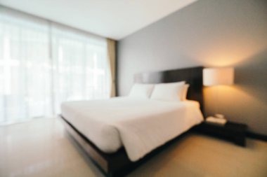 Soyut bulanıklık ve ufuk yatak odası iç otelin arka planı için