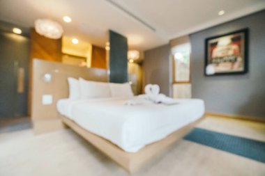 Soyut bulanıklık ve ufuk yatak odası iç otelin arka planı için