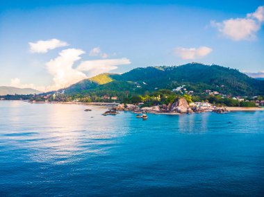 Plaj ve deniz ya da okyanus koh samui Adası Tayland seyahat ve tatil için güzel havadan görünümü