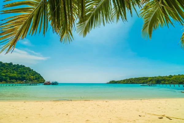 Wunderschöner Tropischer Strand Und Meer Mit Kokospalmen Paradiesinsel Für Reise — Stockfoto