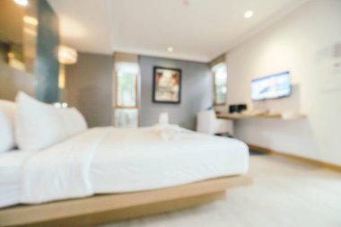 Soyut bulanıklık ve ufuk yatak odası iç otelin arka planı için