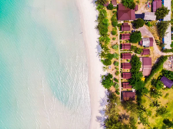 Hermosa Vista Aérea Playa Mar Con Palmera Coco Isla Paradisíaca — Foto de Stock