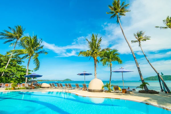 Umbrella Chair Swimming Pool Hotel Resort Travel Vacation — Stock Photo, Image