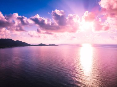 Plaj ve deniz ya da okyanus koh samui Adası Tayland seyahat ve tatil için güzel havadan görünümü