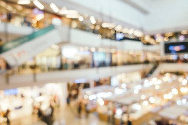 Arkaplan için mağaza içi soyut bulanıklık ve odaklanmış alışveriş merkezi