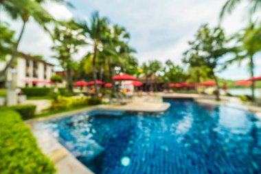 Soyut bulanıklık ve yüzme havuzu seyahat ve tatil için otel ve tatil arka planda defocused