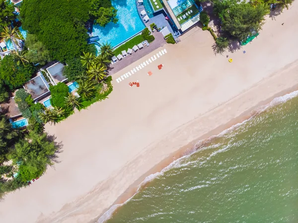 Vista Aérea Piscina Com Mar Praia Hotel Luxo Resort Para — Fotografia de Stock