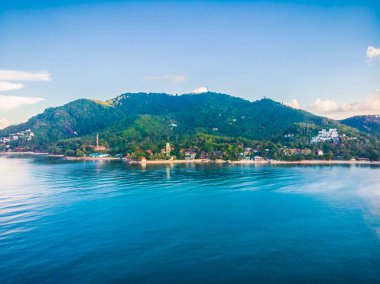 Plaj ve deniz ya da okyanus koh samui Adası Tayland seyahat ve tatil için güzel havadan görünümü