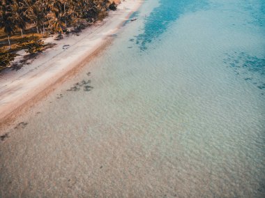 Güzel tropikal plaj ve deniz hurma ve koh samui Adası seyahat ve tatil için diğer ağacında havadan görünümü