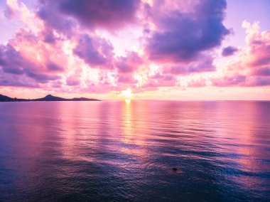 Plaj ve deniz ya da okyanus koh samui Adası Tayland seyahat ve tatil için güzel havadan görünümü