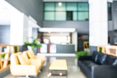 Özet olarak, arka plan için soyut bulanık ve odaksız otel ve lobi iç mekanı