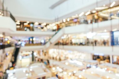 Arkaplan için mağaza içi soyut bulanıklık ve odaklanmış alışveriş merkezi