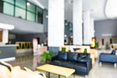 Özet olarak, arka plan için soyut bulanık ve odaksız otel ve lobi iç mekanı