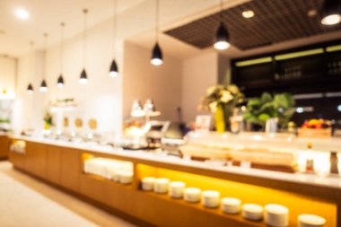 Arkaplan için soyut bulanık ve odaklanmış restoran içi