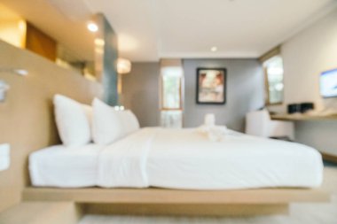 Soyut bulanıklık ve ufuk yatak odası iç otelin arka planı için