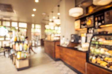 Soyut bulanıklık ve ufuk restoran ve kafe iç arka plan - Vintage filtre için