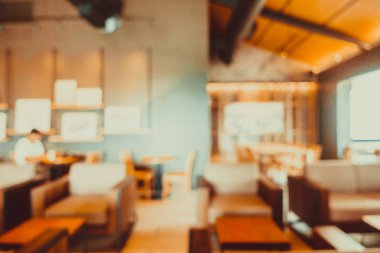 Özgün bulanıklık ve odaklanmış kafe ve restoran iç mimarisi - Vintage Filtresi-